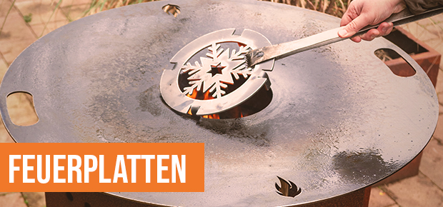 Grillrosteinsatz Schneeflocke in Feuerplatte mit Text Feuerplatten