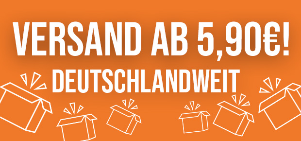 orange Grafik mit Schrift Versand ab 5,90€