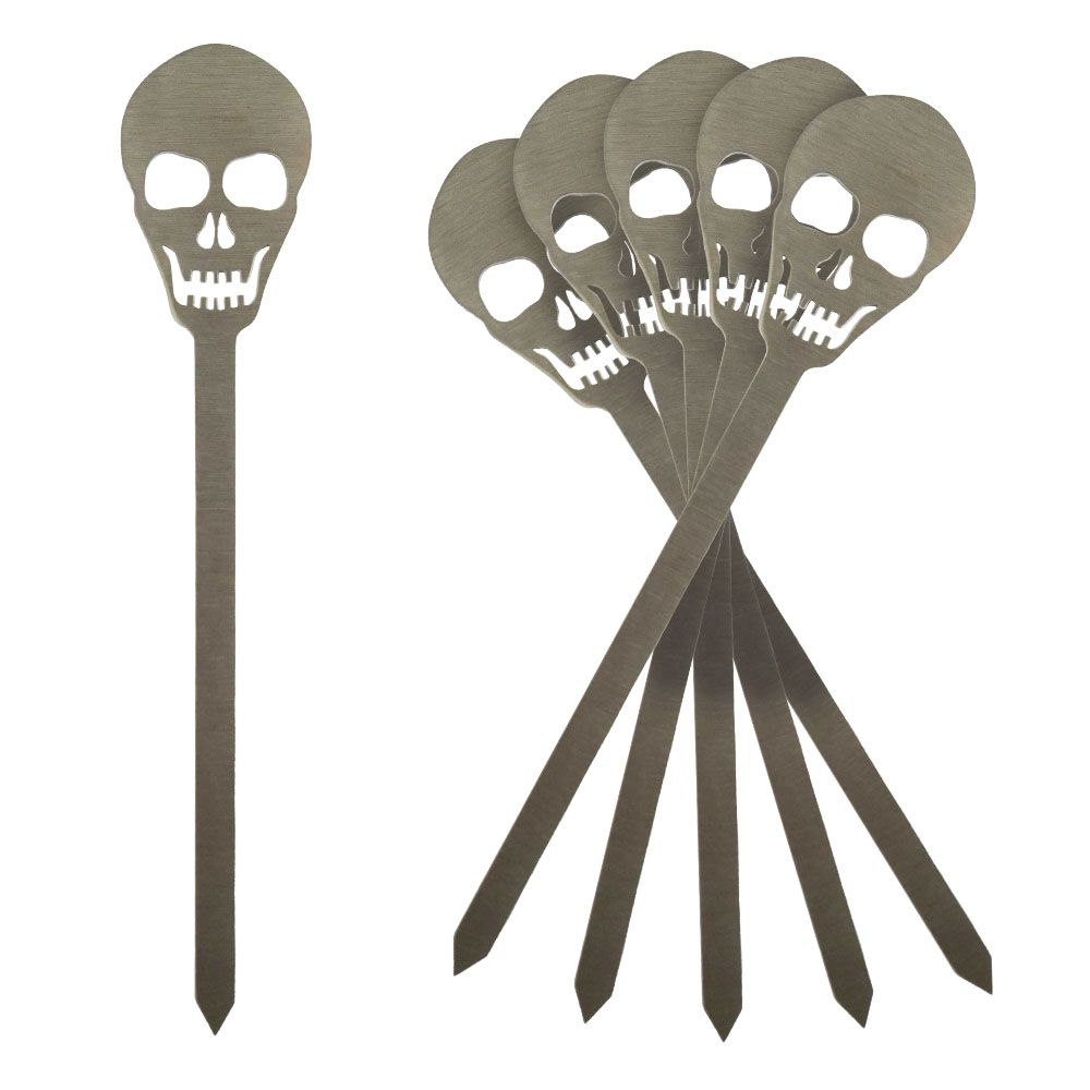 Torro Hamburger-Spieße 2er Set - Edelstahl Grillspieße Mit Totenkopf & Flamme 19cm