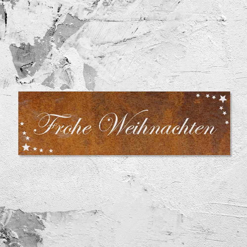 Edelrost Schild frohe Weihnachten » 12x40cm