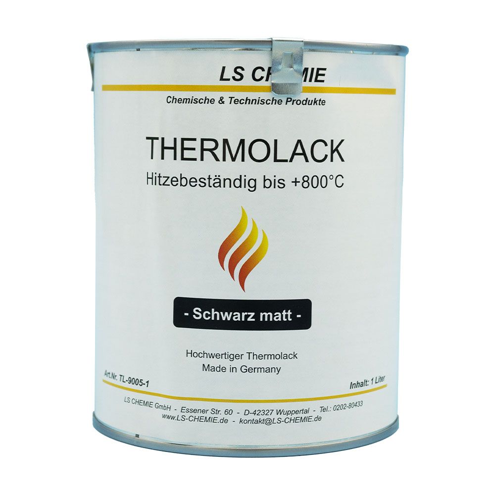 Thermolack bis 800°C - 1 Liter Eimer - Tiefenschwarz