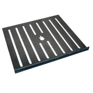 Ascherost aus Stahl 400x400x4mm | Grillplatz Porto | Frontansicht Logo | universal einsetzbar | PUR Schamotte | Schamotte-Shop.de