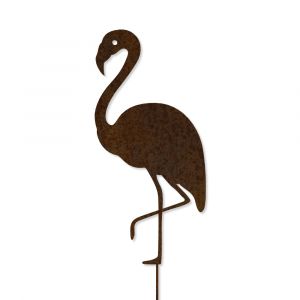 Gartenstecker Flamingo Helmut 50cm Skandinavisches Design Edelrostoptik