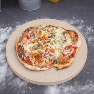 Pizzastein rund Ø 31 x 2,5 cm lebensmittelecht  PUR Schamotte  Schamotte-Shop.de