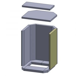 Feuerraumauskleidung Wandstein vorne rechts 480 x 235 x 30 mm Flamado schamotte-shop.de
