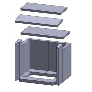 Feuerraumauskleidung 15-teilig passend für Haas+Sohn Kamine, Flamado schamotte-shop.de
