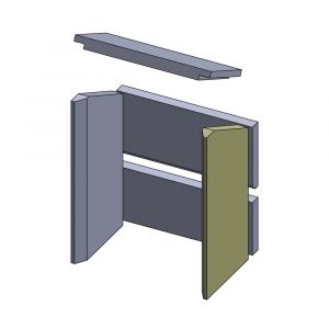 Feuerraumauskleidung Wandstein vorne rechts 480 x 225 x 30 mm Brennraumauskleidung für Kaminöfen, Flamado | schamotte-shop.de
