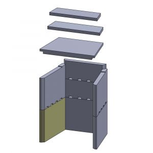Wandstein unten links/rechts 320x230x30mm (Vermiculite) passend für Firplace**
