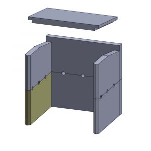 Wandstein unten links/rechts 265x160x25mm (Vermiculite) passend für Firplace**