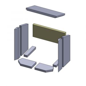 Feuerraumauskleidung Rückwandstein oben 470 x 185 x 30 mm Brennraumauskleidung für Kaminöfen, Flamado | schamotte-shop.de
