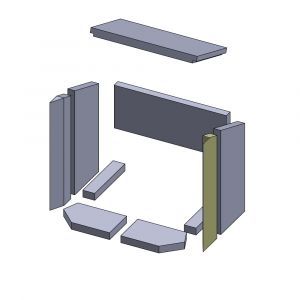 Feuerraumauskleidung Wandstein vorne rechts  465 x 110 x 30mm Brennraumauskleidung für Kaminöfen, Flamado | schamotte-shop.de
