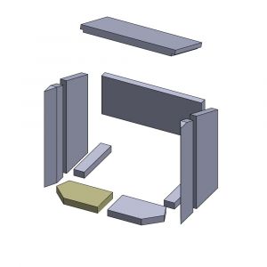 Feuerraumauskleidung Bodenstein vorne  links / rechts 230 x 135 x 30 mm Brennraumauskleidung für Kaminöfen, Flamado | schamotte-shop.de