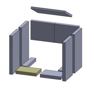 Feuerraumauskleidung Bodenstein vorne links / rechts 203 x 135 x 30 mm Brennraumauskleidung für Kaminöfen, Flamado | schamotte-shop.de
