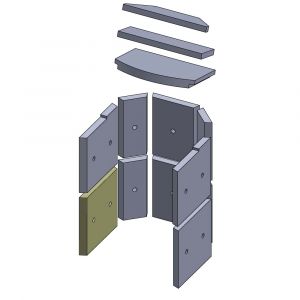 Wandstein vorne unten links 242 x 230 x 25 mm Brennraum Ersatzteil passend für Fireplace Alicante, Flamado | schamotte-shop.de
