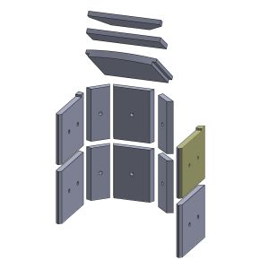 Wandstein vorne oben rechts 273 x 230 x 25 mm (Vermiculite), passend für Fireplace **