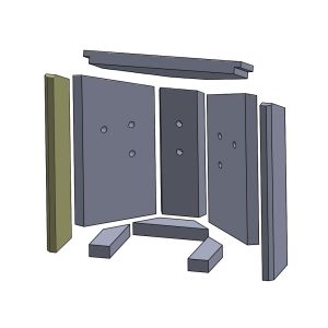 Wandstein vorne links 435x120x25mm (Vermiculite) passend für Fireplace** | schamotte-shop.de