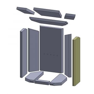 Wandstein vorne rechts 505x152x25mm (Vermiculite) passend für Oranier** Pori 7B | schamotte-shop.de