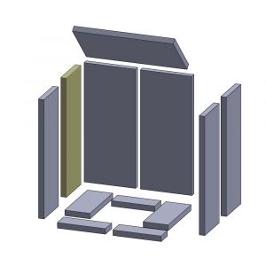 Wandstein vorne/hinten links/rechts 540x175x25mm (Vermiculite) für Skantherm** Nobus 