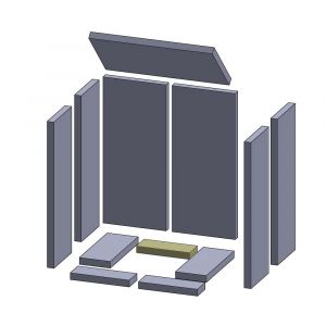 Bodenstein hinten 198x75x25mm (Vermiculite) für Skantherm** Nobus