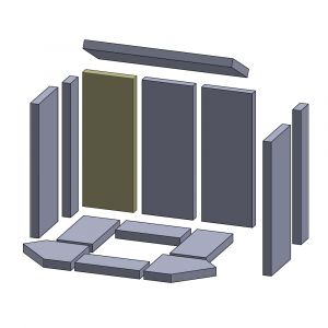 Rückwandstein mitte links/rechts 400x153x25mm (Vermiculite) für Skantherm** Orio 