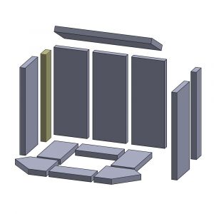 Wandstein hinten links/rechts 400x60x25mm (Vermiculite) passend für Skantherm**