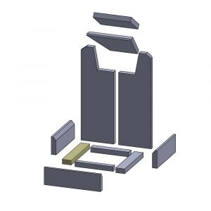 Bodenstein links/rechts 257x47x25mm (Vermiculite) passend für Skantherm**