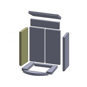 Wandstein links/rechts 400x170x25mm (Vermiculite) passend für Skantherm**