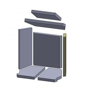 Wandstein rechts 380x185x25mm (Vermiculite) passend für Skantherm**