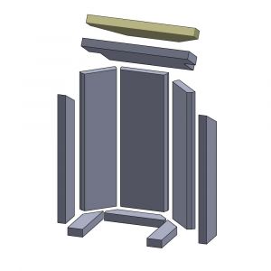 Heizgasumlenkplatte hinten 415x159x30mm (Schamotte) passend für Novaline**