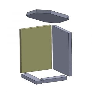 Wandstein links/rechts 400x302x30mm (Schamotte) passend für Novaline**