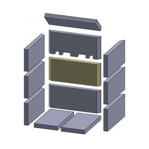 Rückwandstein unten mitte 380x162x30mm (Vermiculite) passend für Koppe Yara B**