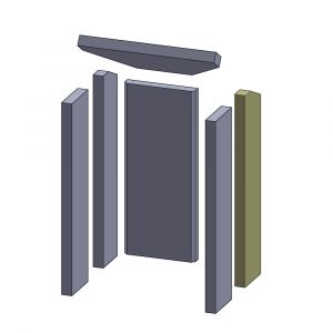 Wandstein hinten rechts 558x120x30mm (Schamotte) passend für Drooff Solaro 2 W **