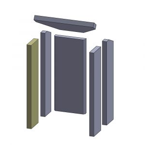 Wandstein vorne links/rechts 558x125x30mm (Schamotte) passend für Drooff Solaro 2 W **