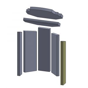 Wandstein vorne rechts 513x80x30mm (Schamotte) passend für Drooff Teglio **