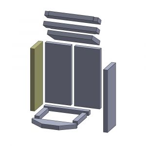 Wandstein links/rechts 430x185x30mm (Schamotte) Feuerraumauskleidung, passend für Drooff**Kamine