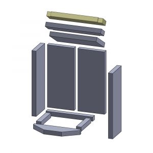 Heizgasumlenkplatte oben hinten/vorne 383x80x30mm (Vermiculite) passend für Drooff **
