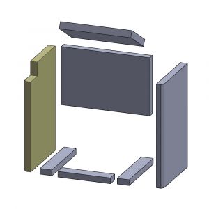 Wandstein links 448x280x30mm (Schamotte) passend für Drooff **