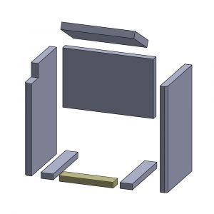 Bodenstein vorne 229x49x25mm (Schamotte) Feuerraumauskleidung, passend für Drooff**Kamine