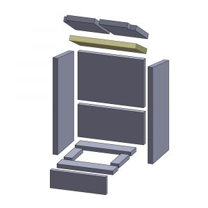 Heizgasumlenkplatte unten 413x200x30mm Drooff Profi A ** (Schamotte)