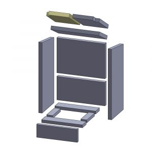 Heizgasumlenkplatte oben links/rechts 290x210x30mm Drooff Profi A ** (Schamotte)