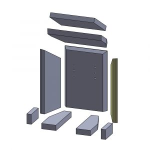 Wandstein rechts 355x150x25mm (Vermiculite) passend für Caminos Roma **