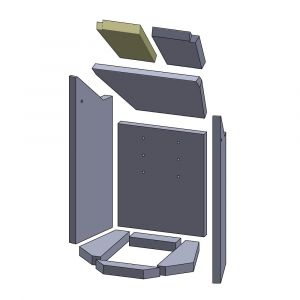 Heizgasumlenkplatte oben links 222x150x25mm (Vermiculite) Feuerraumauskleidung, passend für Caminos**Kamine