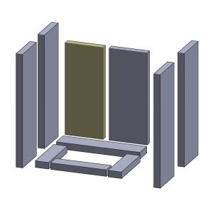 Rückwandstein links/rechts 418x174x30mm (Vermiculite), passend für Caminos Zenturio** Kamine