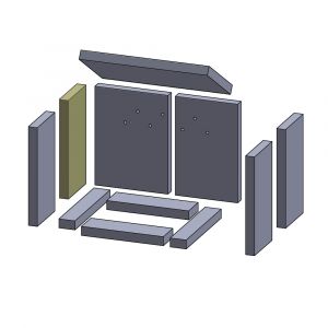 Wandstein vorne/hinten links/rechts 275x130x25mm (Schamotte) Feuerraumauskleidung, passend für Aduro**Kamine