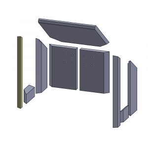 Wandstein vorne links 440x53x25mm Feuerraumauskleidung (Vermiculite), passend für Termatech** Kamine