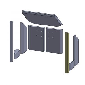 Wandstein vorne rechts 440x53x25mm (Vermiculite) passend für Termatech TT10G**