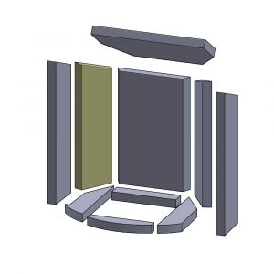 Wandstein hinten links 380x125x25mm (Vermiculite) passend für Skantherm Zeno**