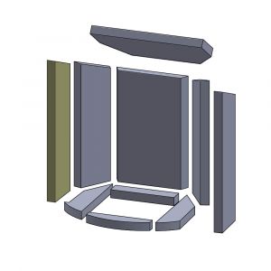 Wandstein vorne links 430x115x25mm (Vermiculite), passend für Skantherm** Kamine