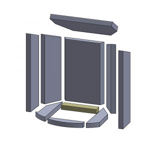 Bodenstein hinten 195x40x25mm (Vermiculite) passend für Skantherm Zeno**