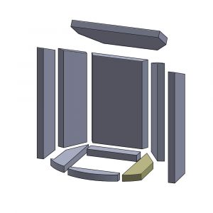 Bodenstein rechts 255x60x25mm (Vermiculite), passend für Skantherm** Kamine